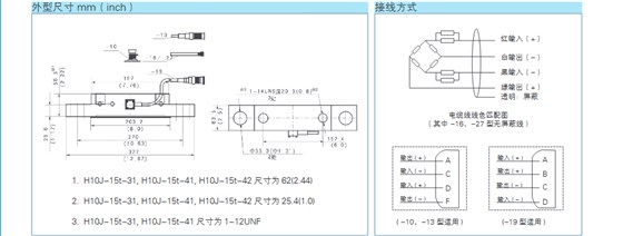 YJ-H10J稱重傳感器外形尺寸 YJ-H10J稱重傳感器外形尺寸