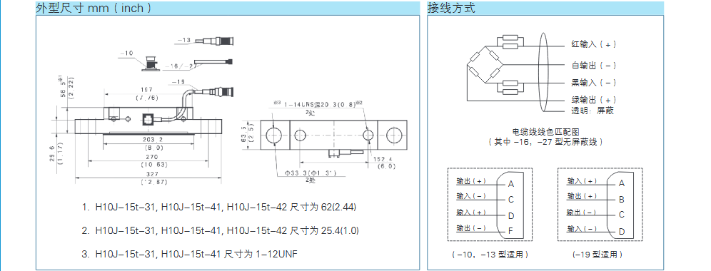 YJ-H10J稱重傳感器外形尺寸